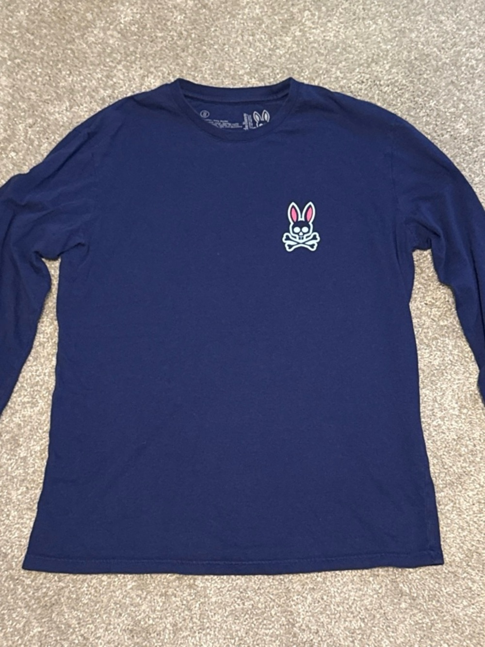 Psycho Bunny Navy Long Sleeve Shirt with Pink-Accented Logo